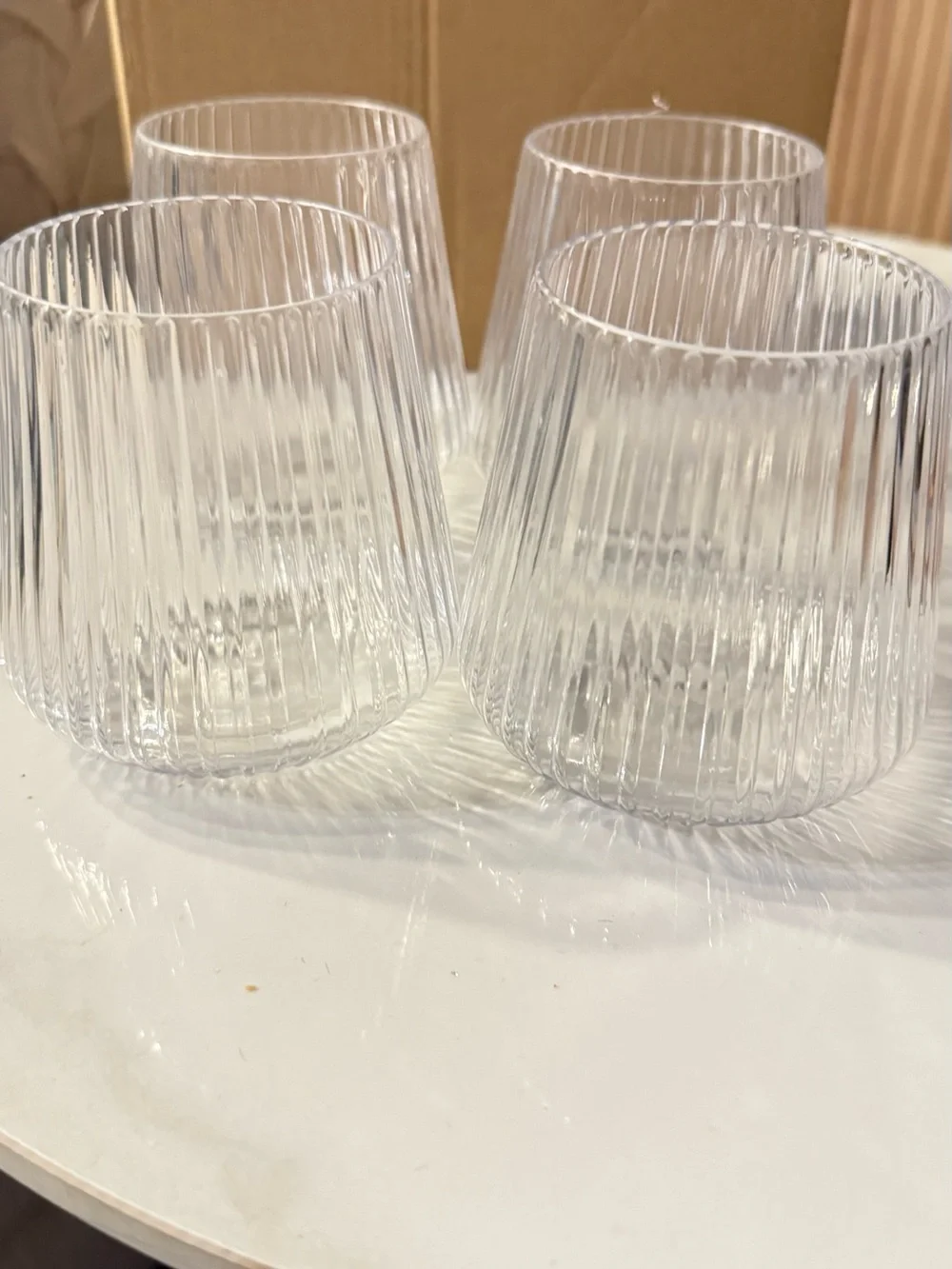 Clear Ribbed plastic wine stemless